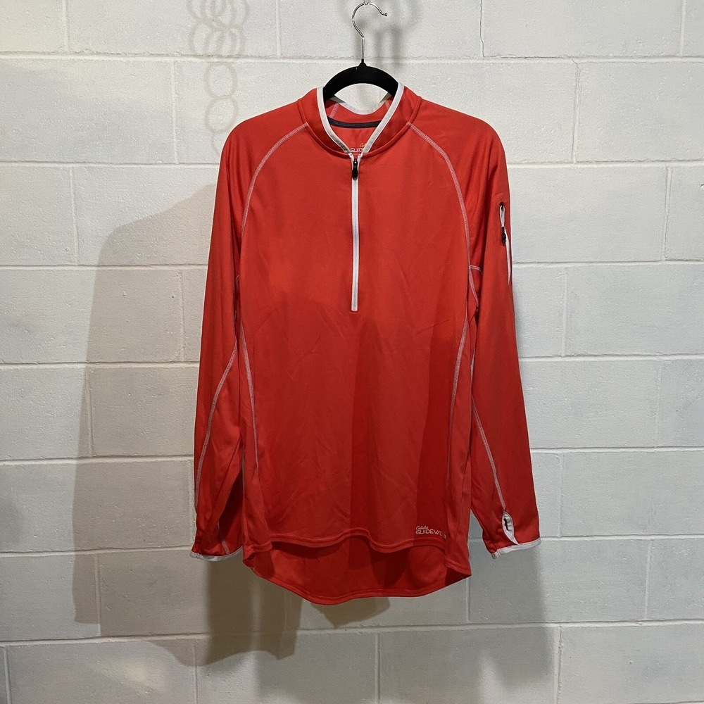 Cabela's Men's‎ GUIDEWEAR 1/2 Zip Fishing LS Pullover M Red UPF50 Moisture Wick